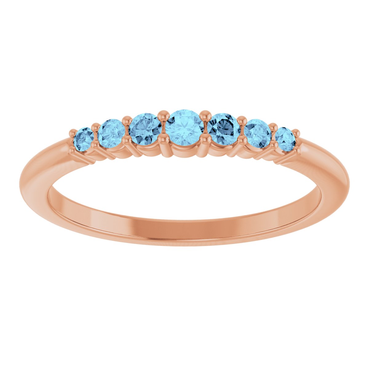 14K Rose Natural Aquamarine Stackable Ring 72022:625:P