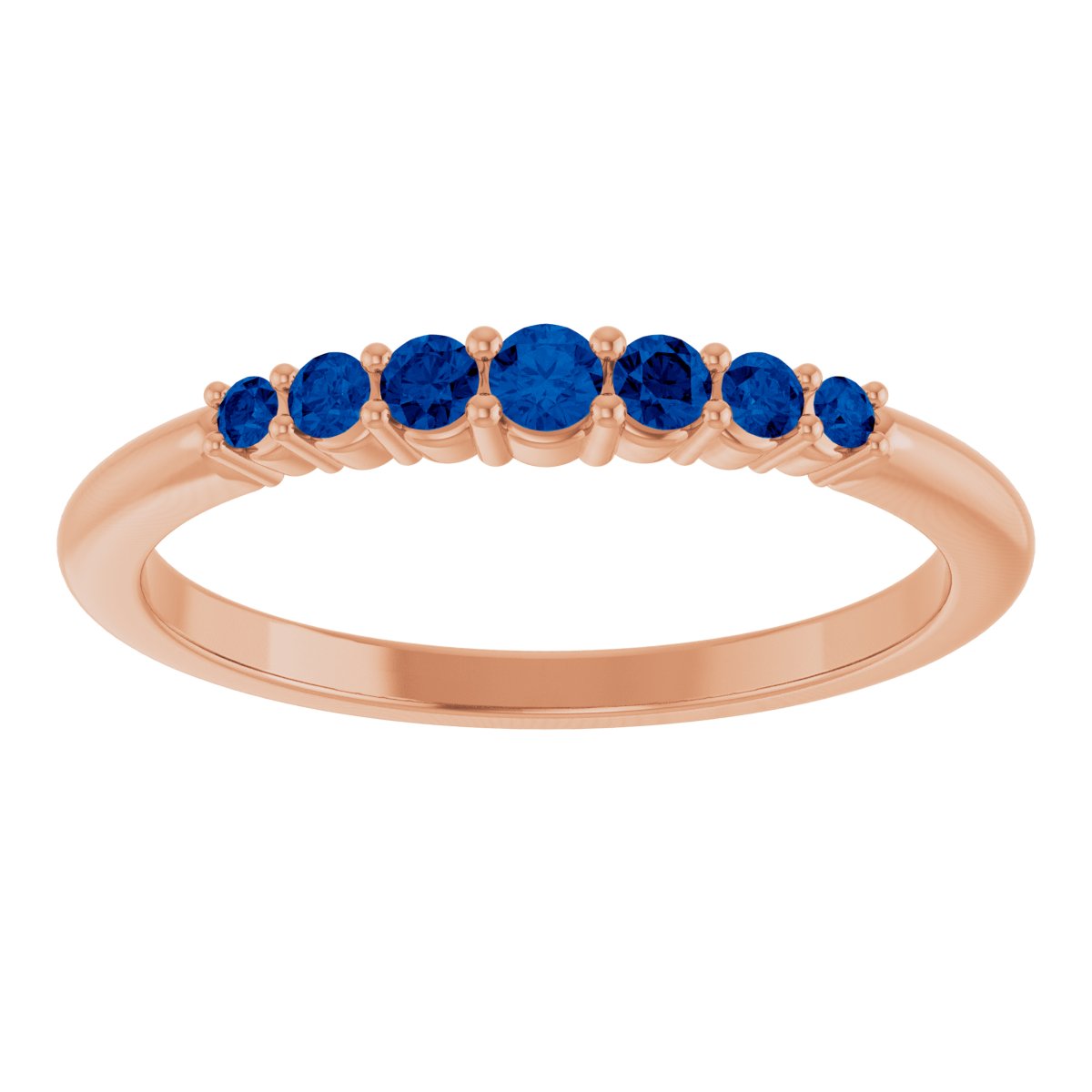 14K Rose Natural Blue Sapphire Stackable Ring 72022:626:P