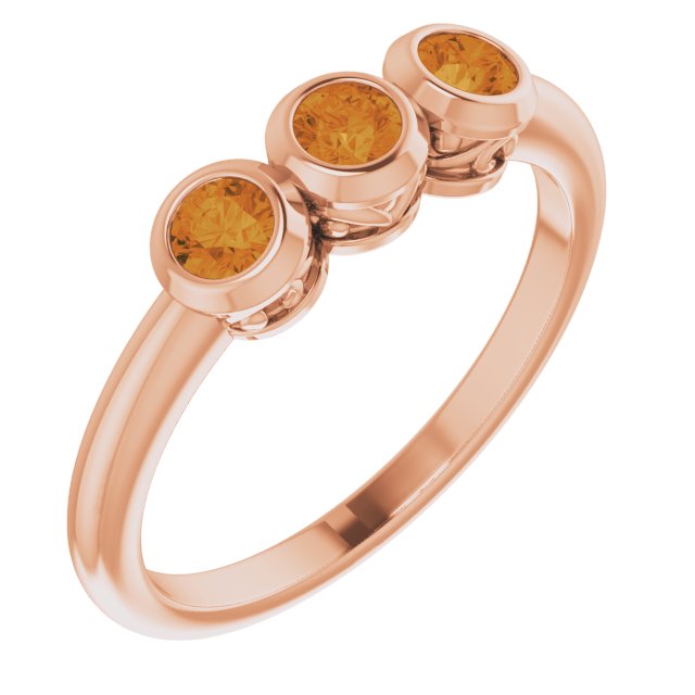14K Rose Natural Citrine Three-Stone Ring 71996:6030:P