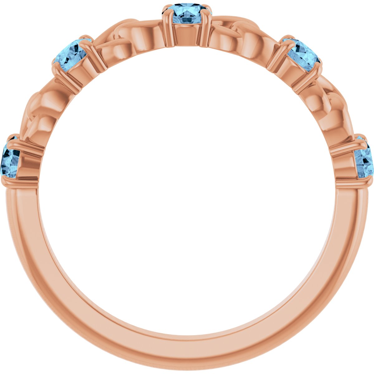 14K Rose Natural Aquamarine Stackable Ring 72047:642:P