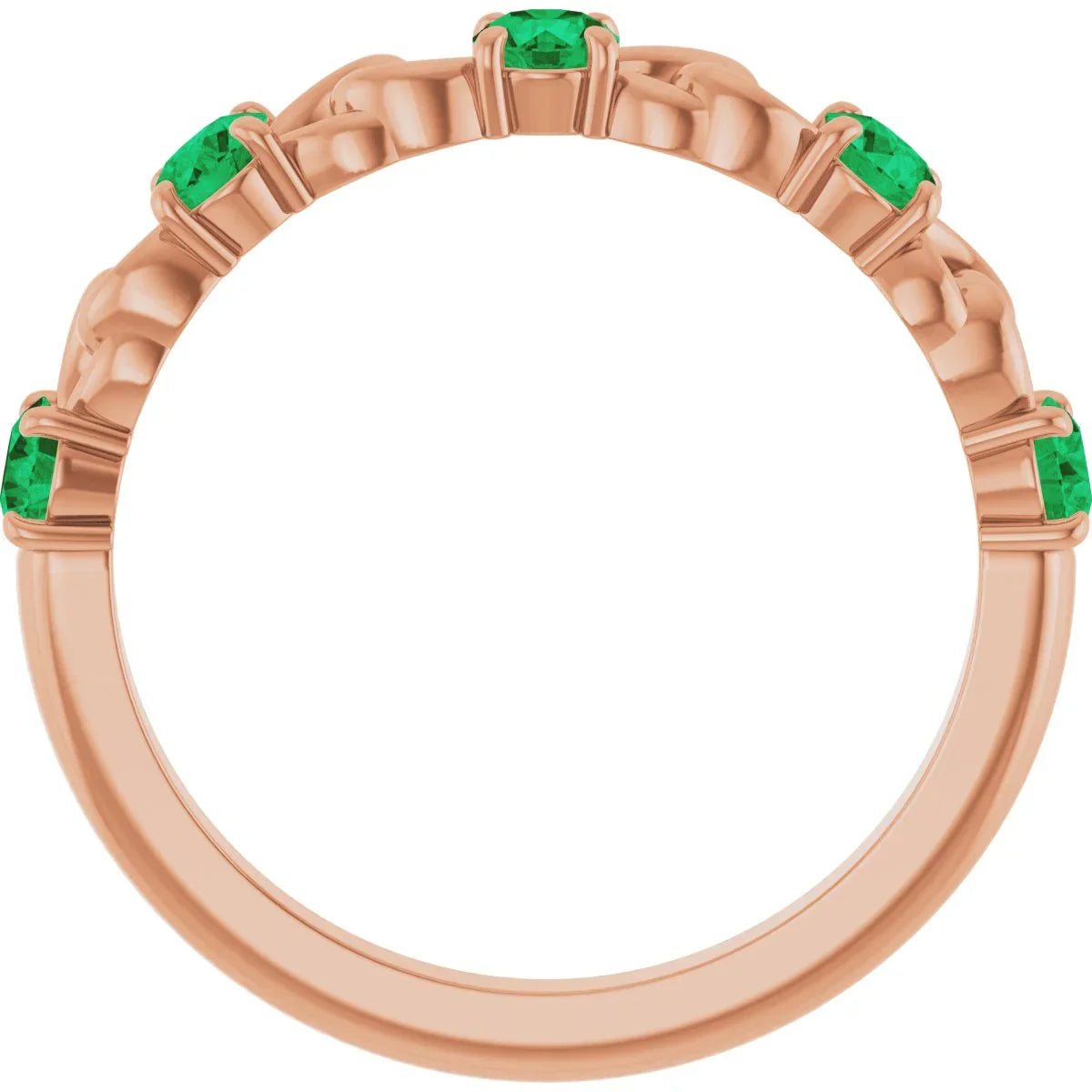 14K Rose Lab-Grown Emerald Stackable Ring 72047:638:P