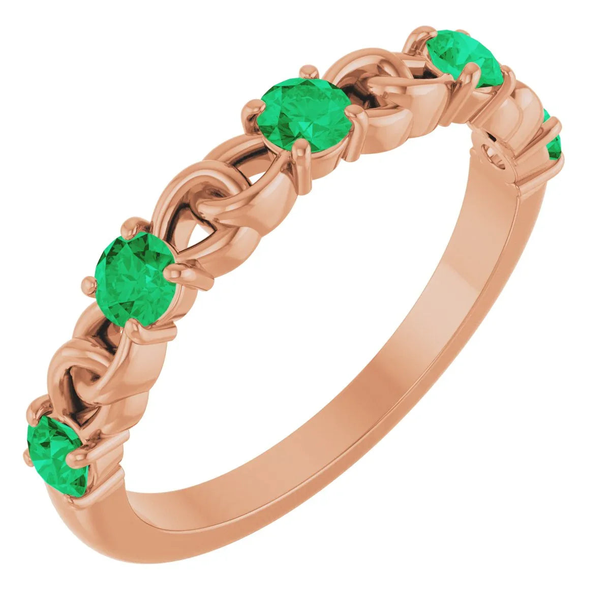14K Rose Lab-Grown Emerald Stackable Ring 72047:638:P