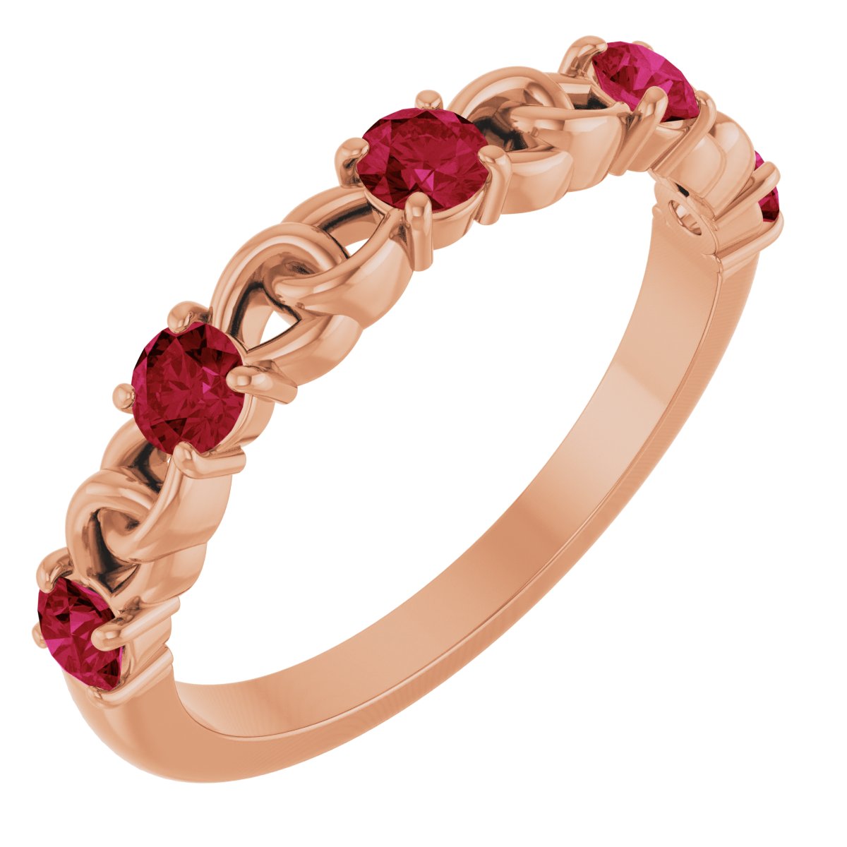 14K Rose Lab-Grown Ruby Stackable Ring 72047:639:P