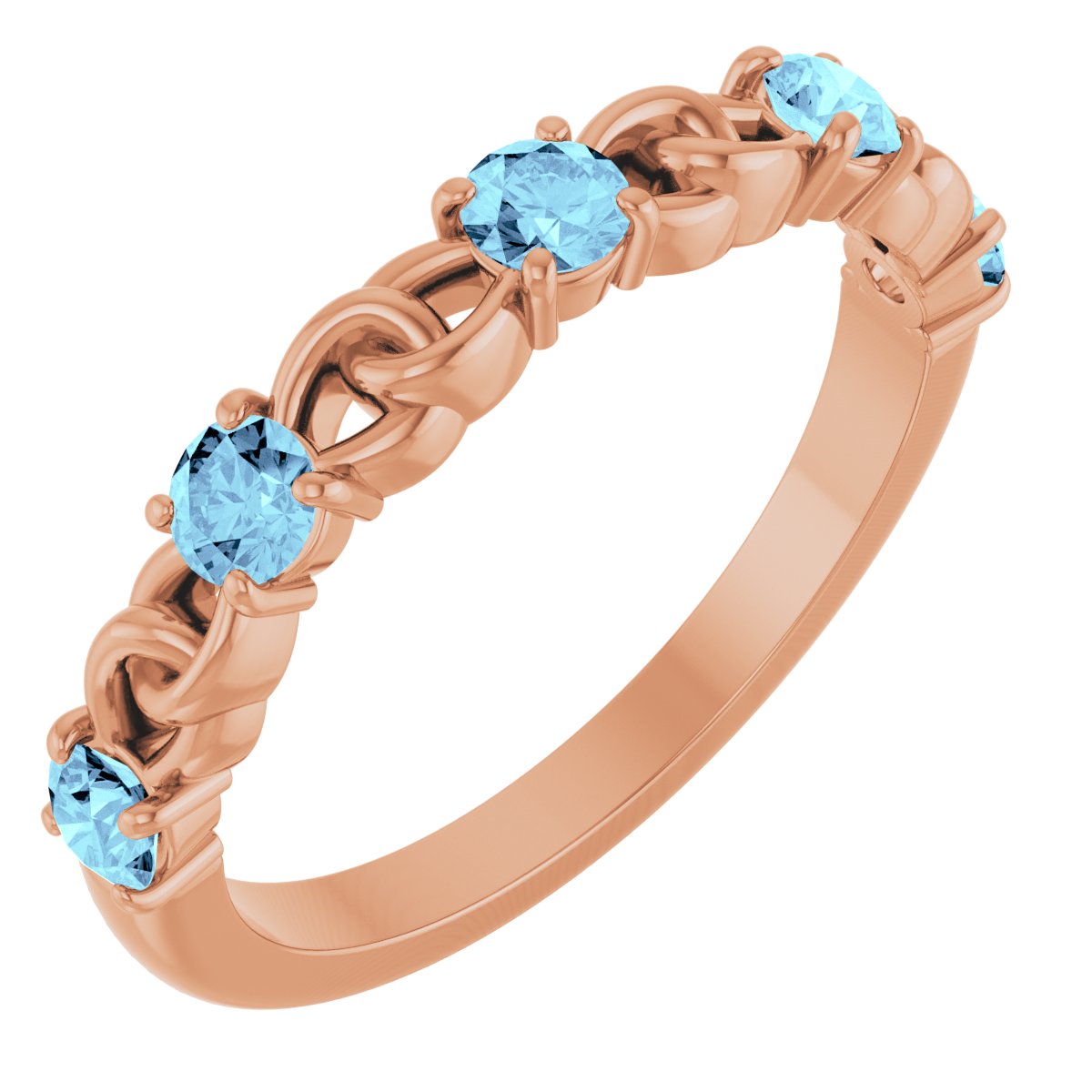14K Rose Natural Aquamarine Stackable Ring 72047:642:P