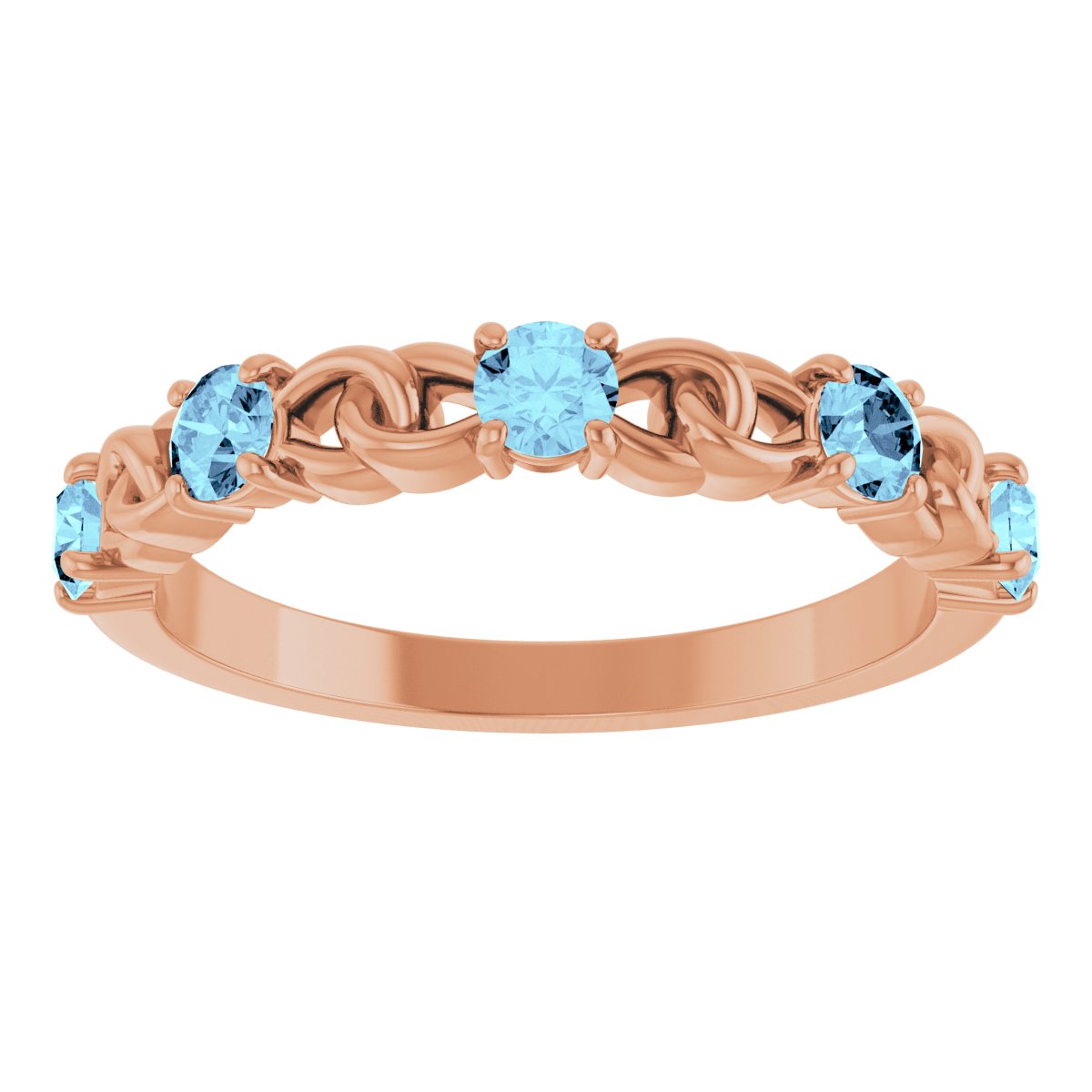 14K Rose Natural Aquamarine Stackable Ring 72047:642:P