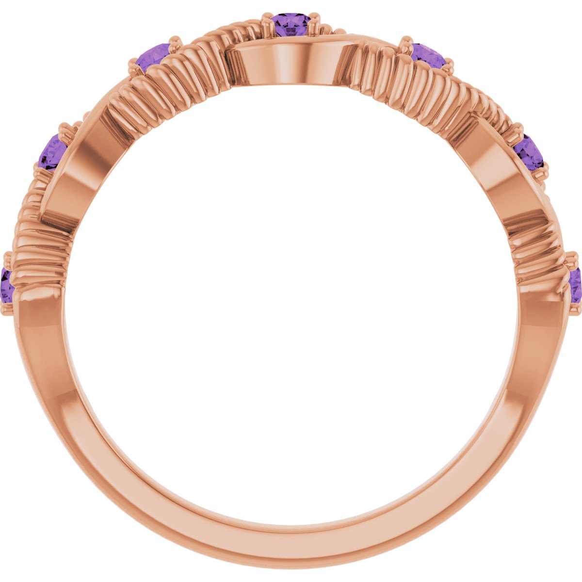 14K Rose Natural Amethyst Stackable Ring 72046:6040:P