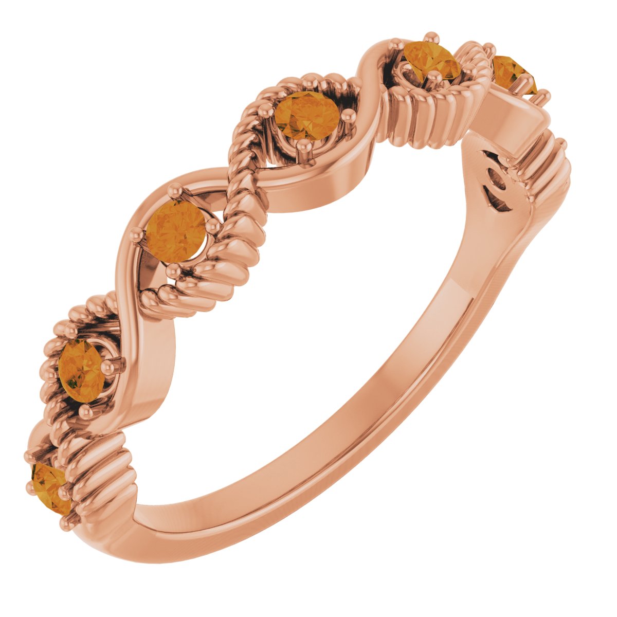 14K Rose Natural Citrine Stackable Ring 72046:6044:P
