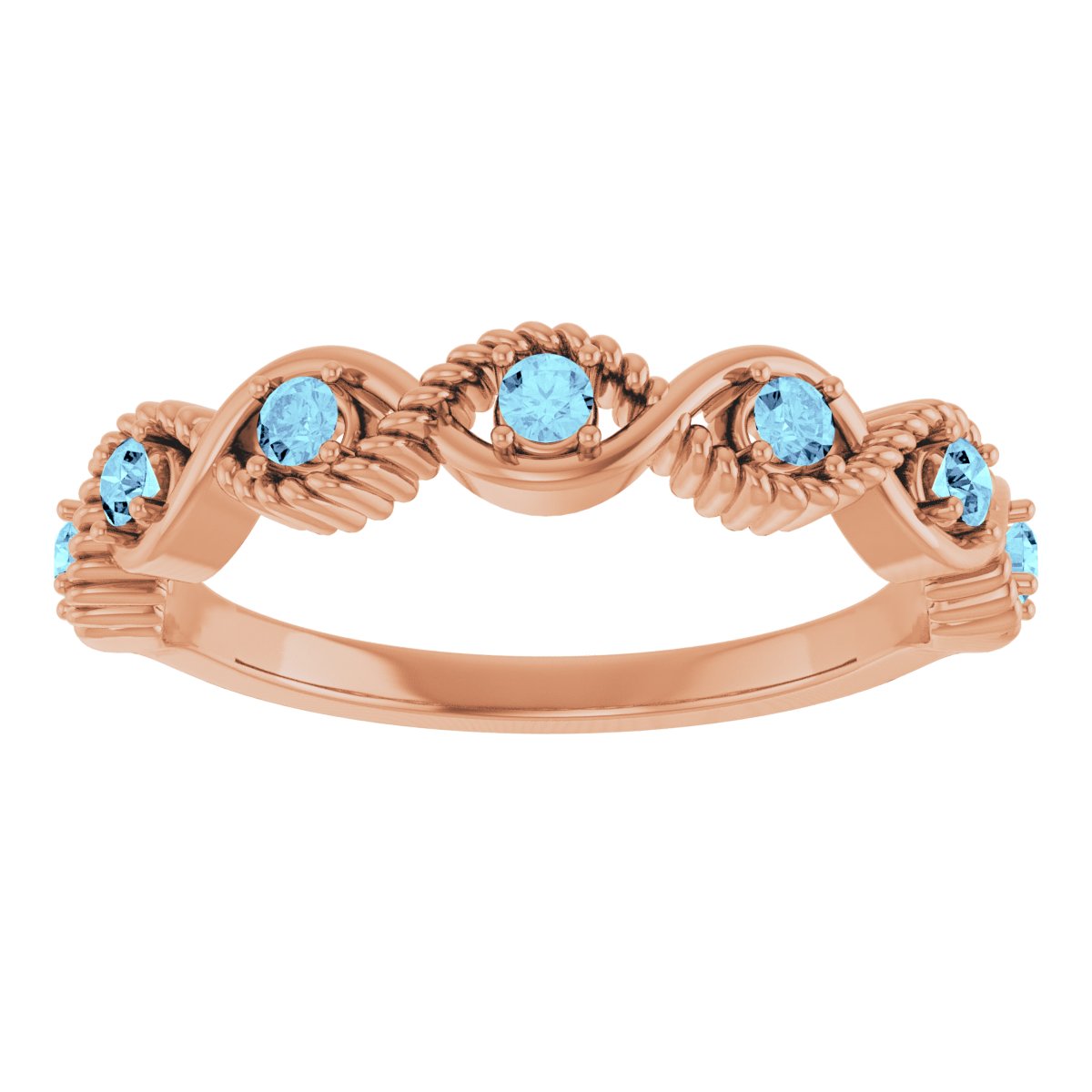 14K Rose Natural Aquamarine Stackable Ring 72046:6041:P