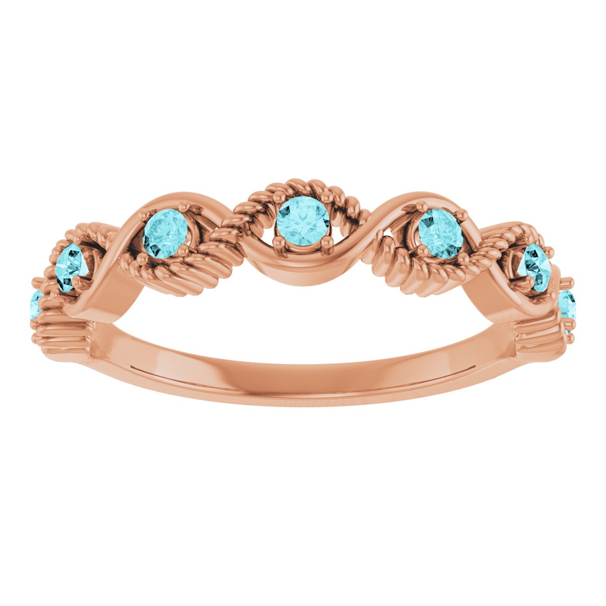 14K Rose Natural Blue Zircon Stackable Ring 72046:6043:P