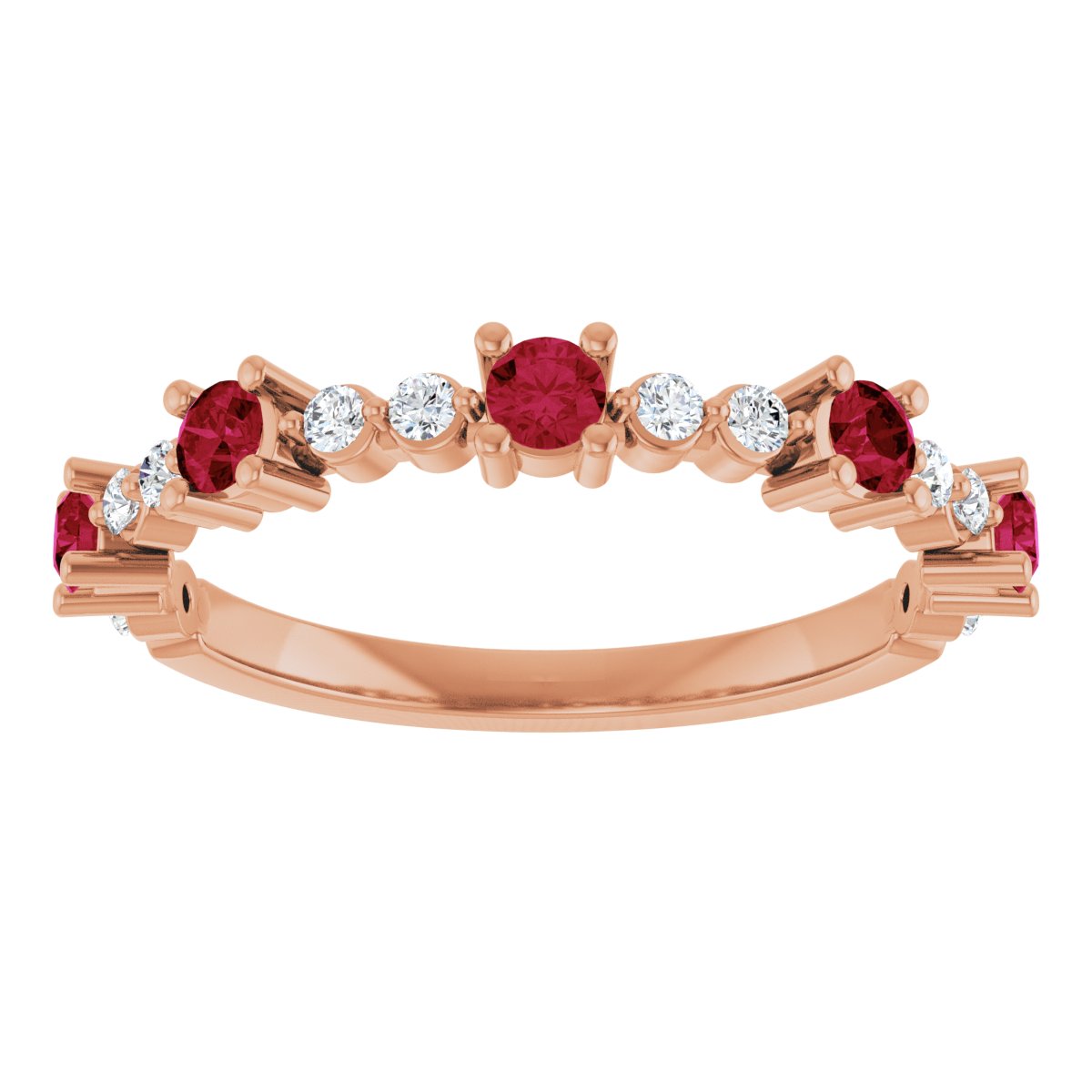 14K Rose Lab-Grown Ruby & 1/6 CTW Natural Diamond Ring 72051:643:P