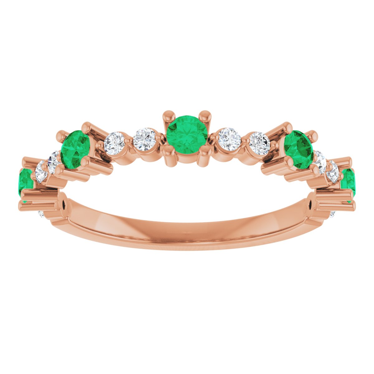 14K Rose Natural Emerald & 1/6 CTW Natural Diamond Ring 72051:650:P