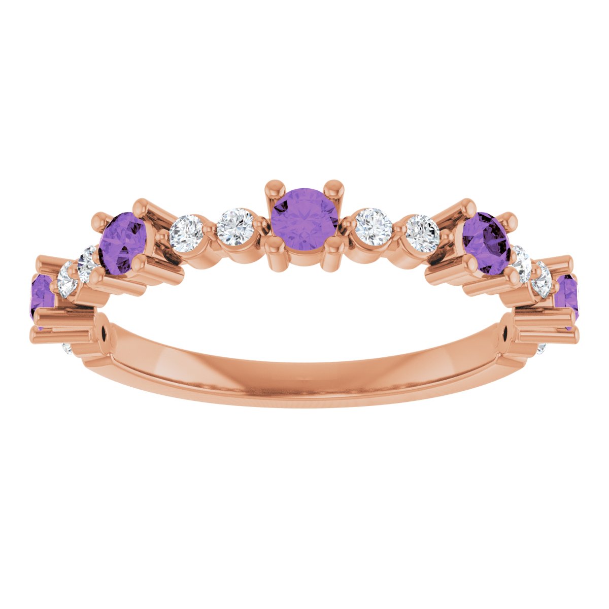 14K Rose Natural Amethyst & 1/6 CTW Natural Diamond Ring 72051:645:P