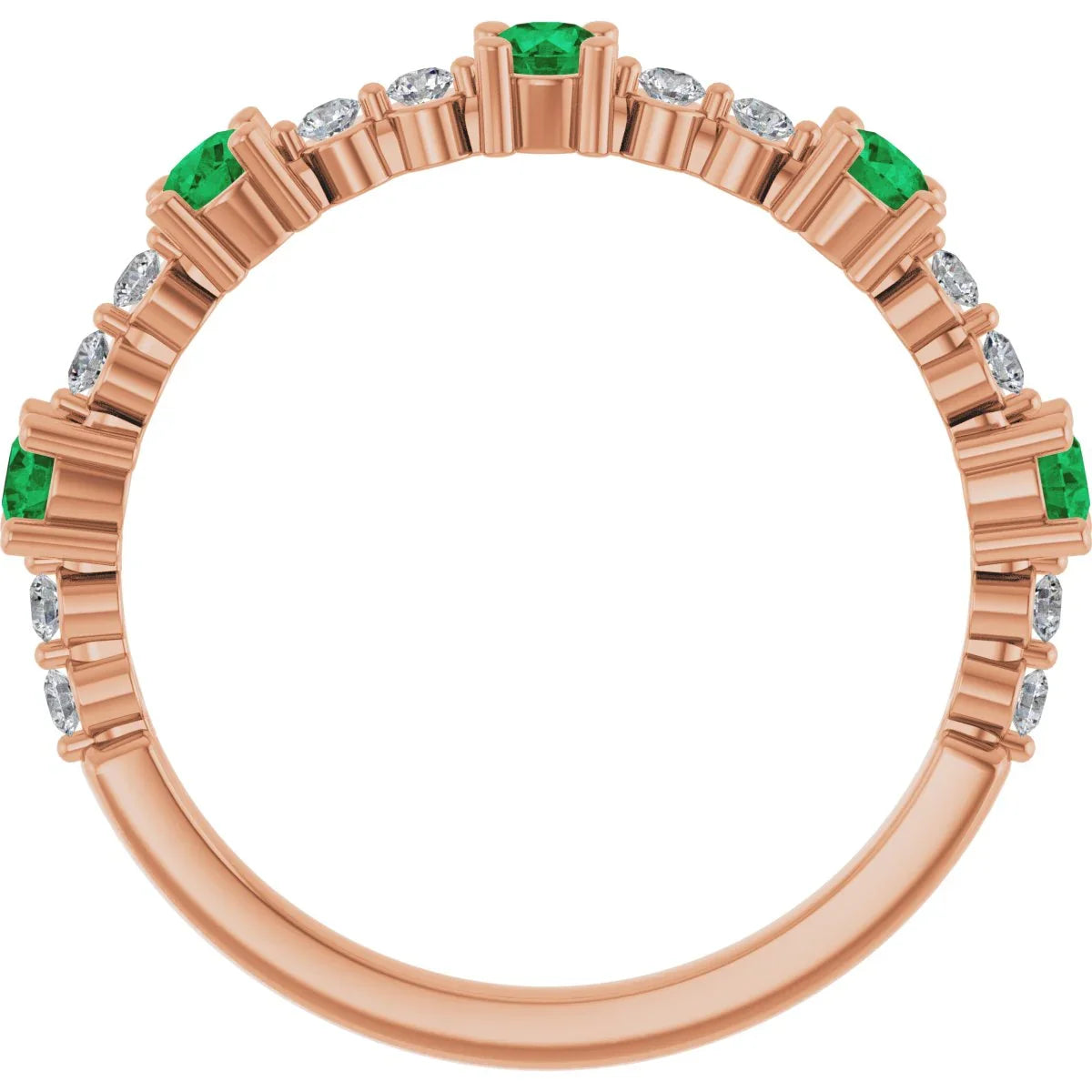 14K Rose Lab-Grown Emerald & 1/6 CTW Natural Diamond Ring 72051:642:P