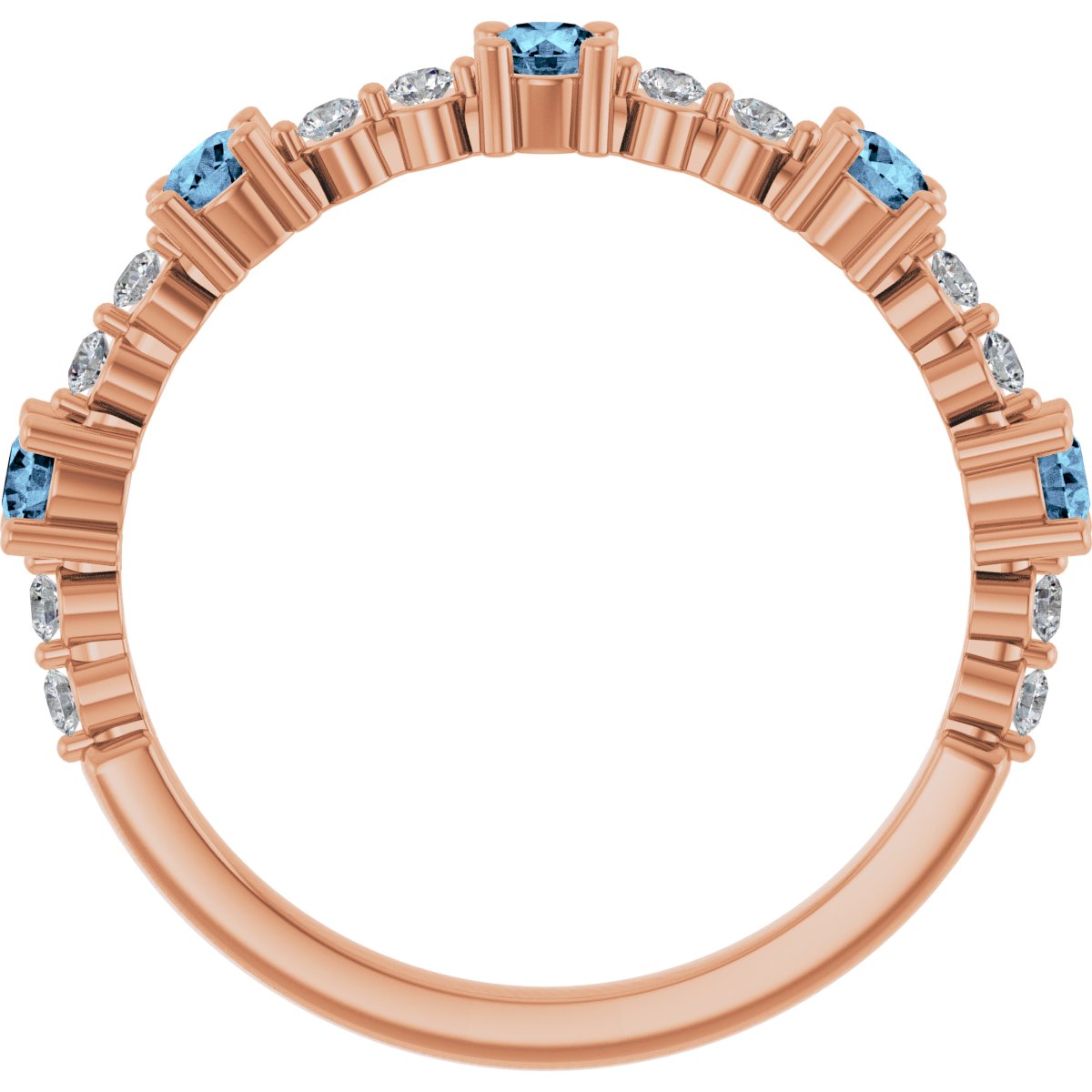 14K Rose Natural Aquamarine & 1/6 CTW Natural Diamond Ring 72051:646:P