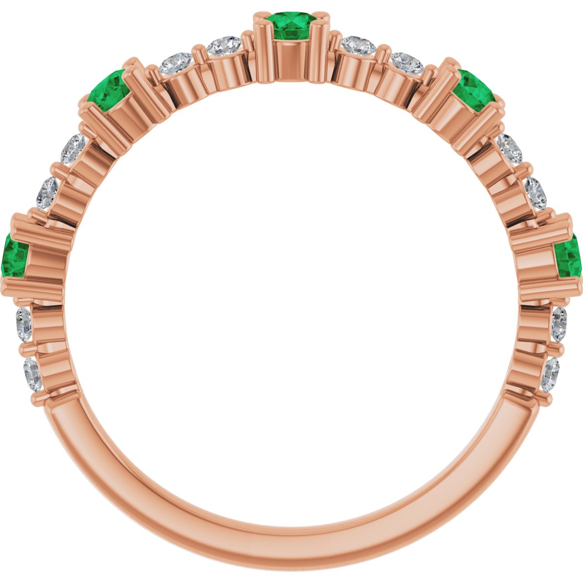 14K Rose Natural Emerald & 1/6 CTW Natural Diamond Ring 72051:650:P