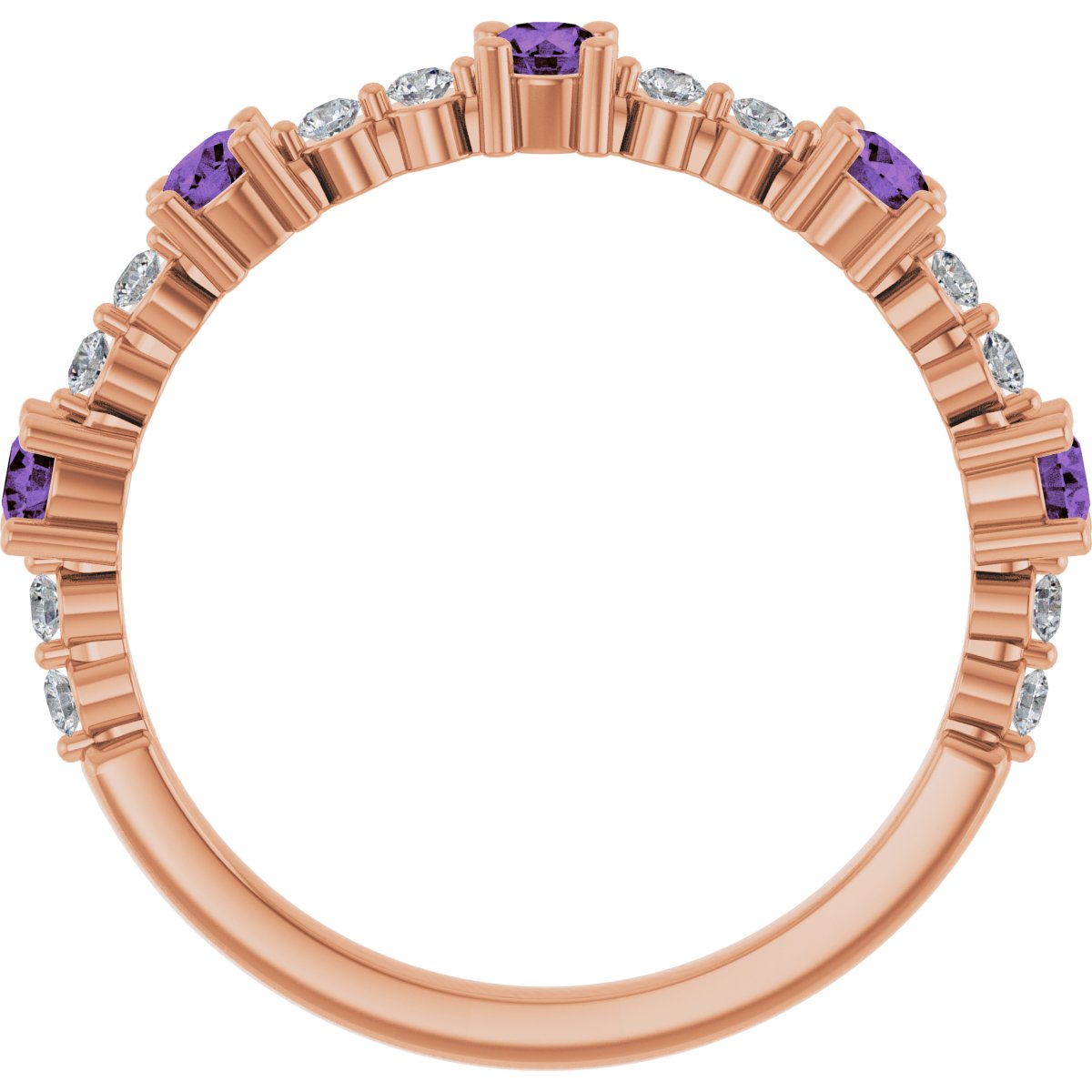 14K Rose Natural Amethyst & 1/6 CTW Natural Diamond Ring 72051:645:P