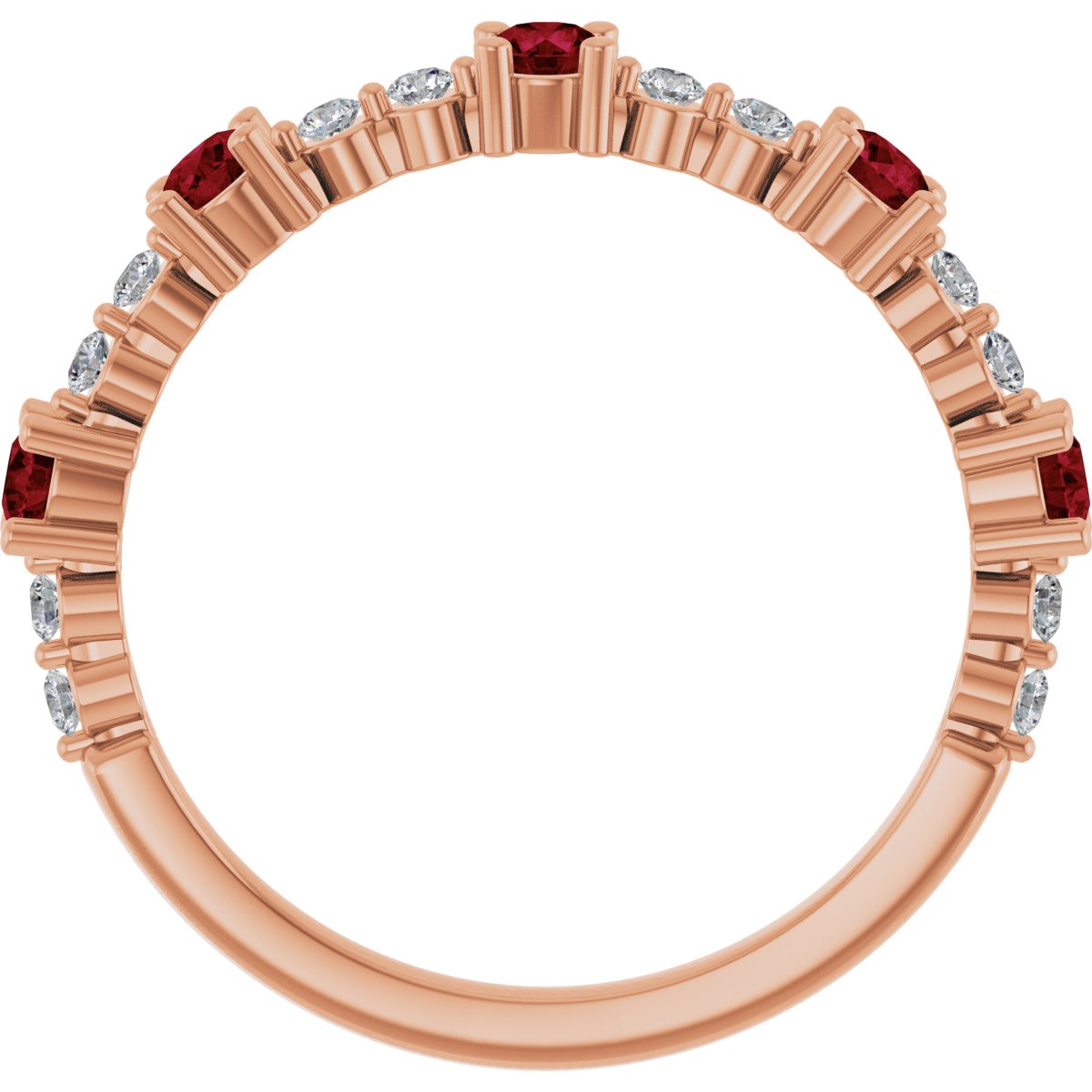 14K Rose Lab-Grown Ruby & 1/6 CTW Natural Diamond Ring 72051:643:P