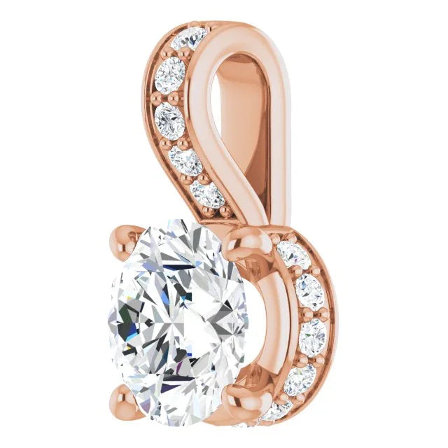 14K Rose Big Diamond Pendants | Yumna Jewelers