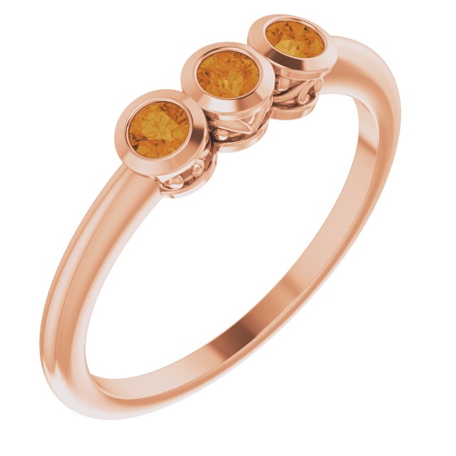 14K Rose Natural Citrine Three-Stone Ring 71996:629:P