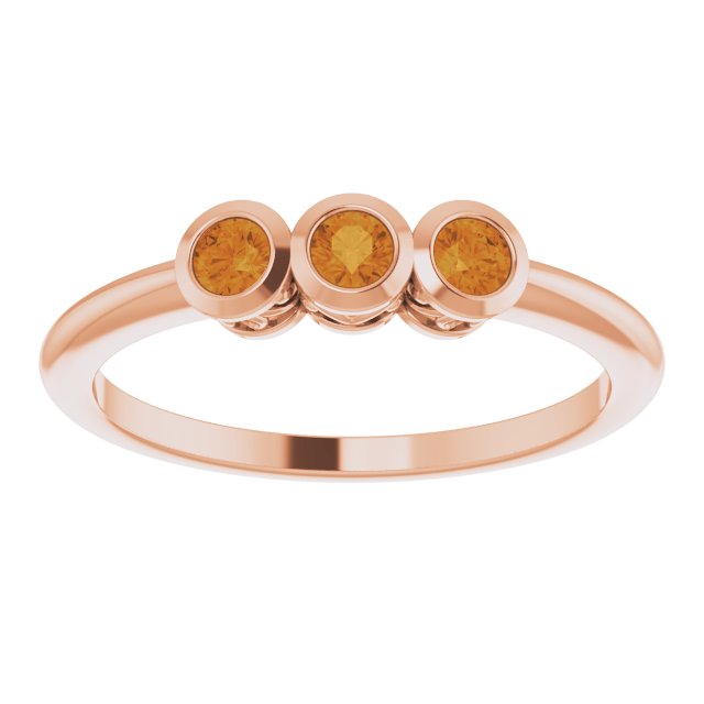 14K Rose Natural Citrine Three-Stone Ring 71996:629:P