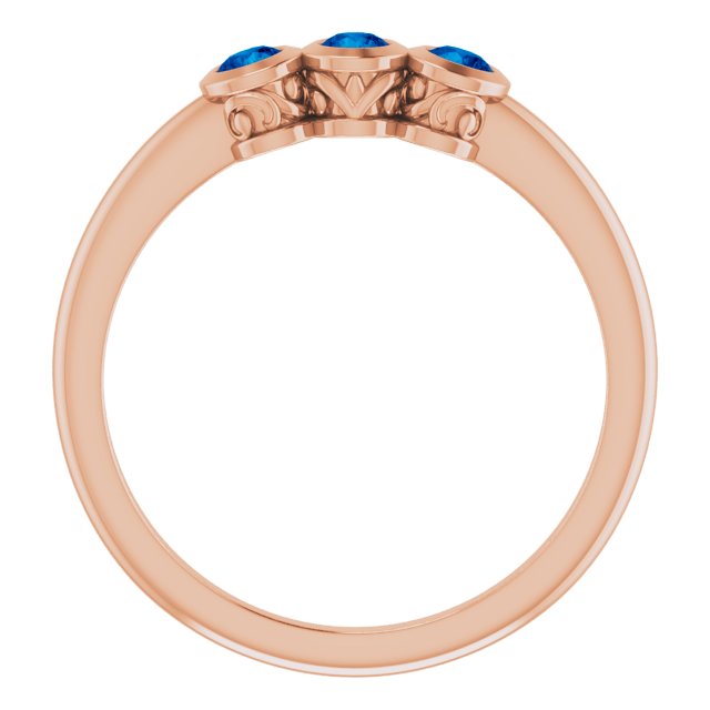 14K Rose Natural Blue Sapphire Three-Stone Ring 71996:627:P
