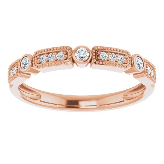 Diamond Stackable Ring | 14K Rose Gold Ring | Yumna Jewelers