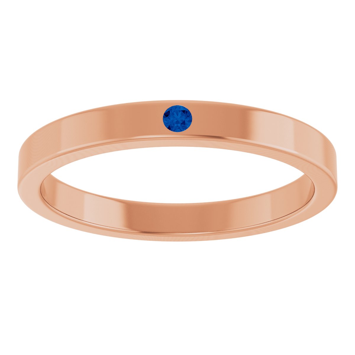 14K Rose Natural Blue Sapphire Family Stackable Ring 71622:6034:P