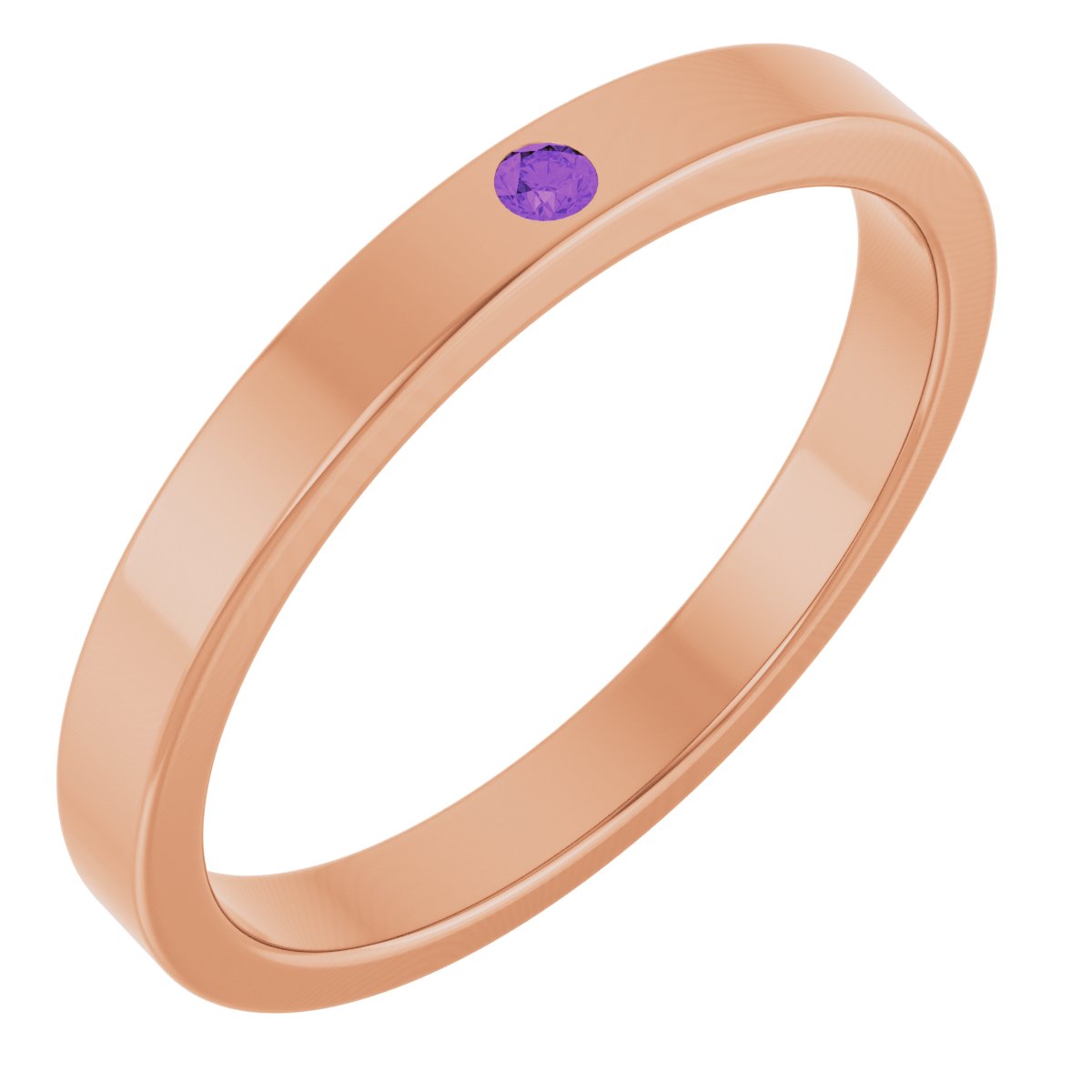 14K Rose Natural Amethyst Family Stackable Ring 71622:6006:P