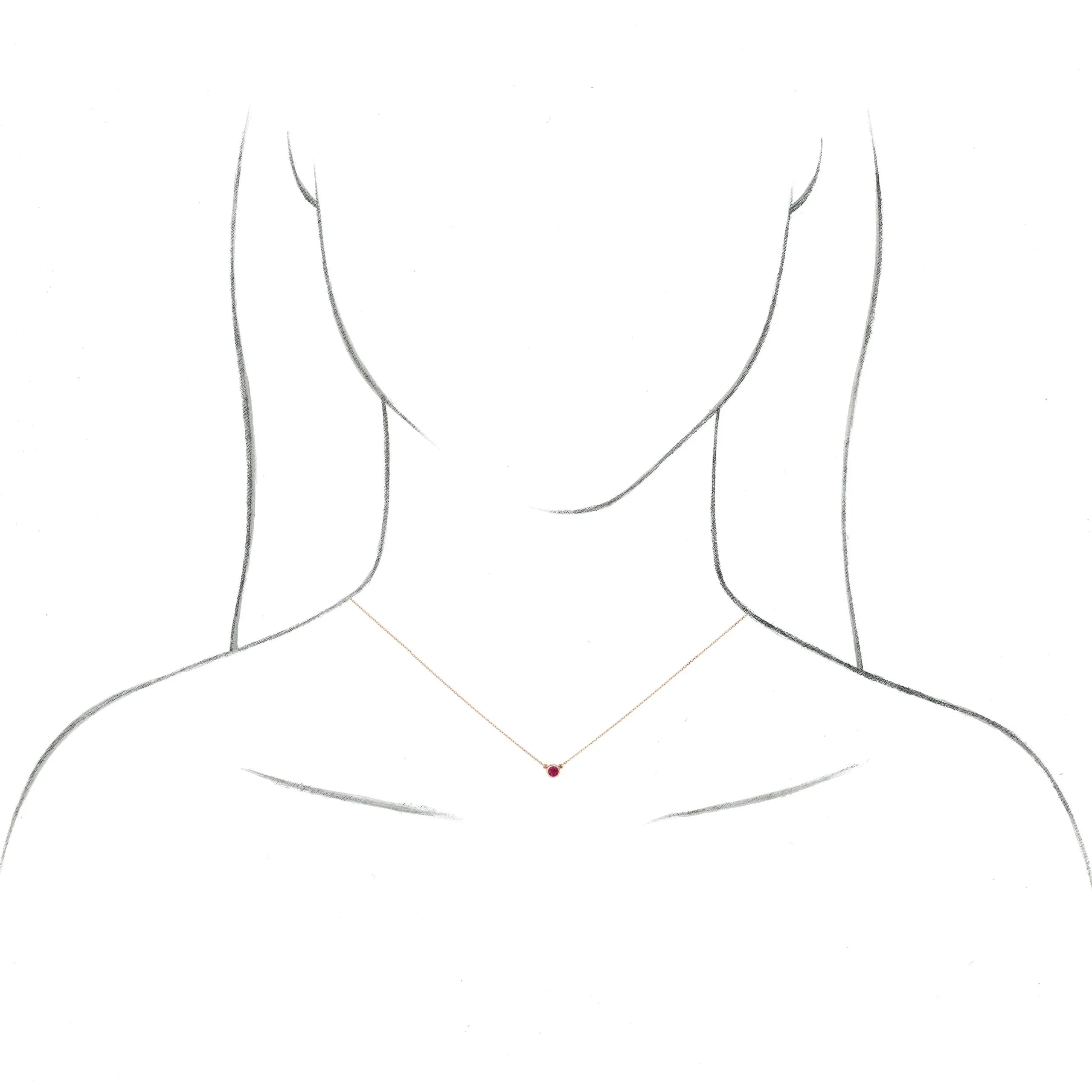 14K Rose 4 mm Round Natural Mozambique Garnet Solitaire 16" Necklace 61134:60153:P