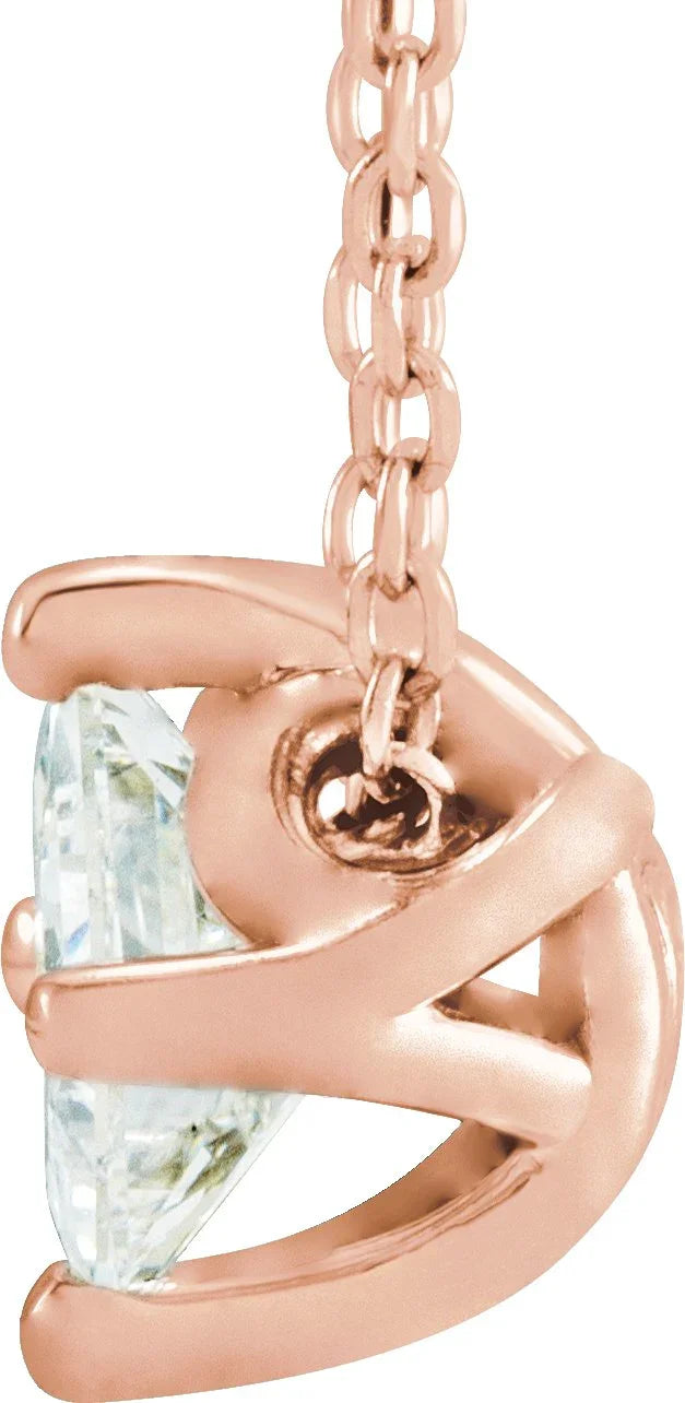 14K Rose 3/4 CT Natural Diamond Solitaire 16-18" Necklace 86992:6082:P