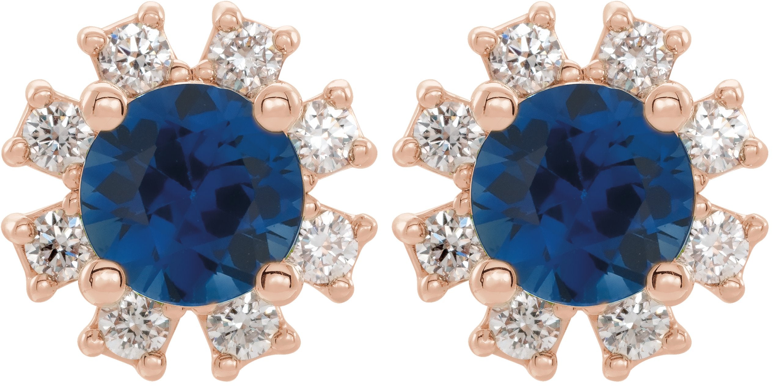 14K Rose Natural Blue Sapphire & 1/2 CTW Natural Diamond Earrings 2000028:6242:P