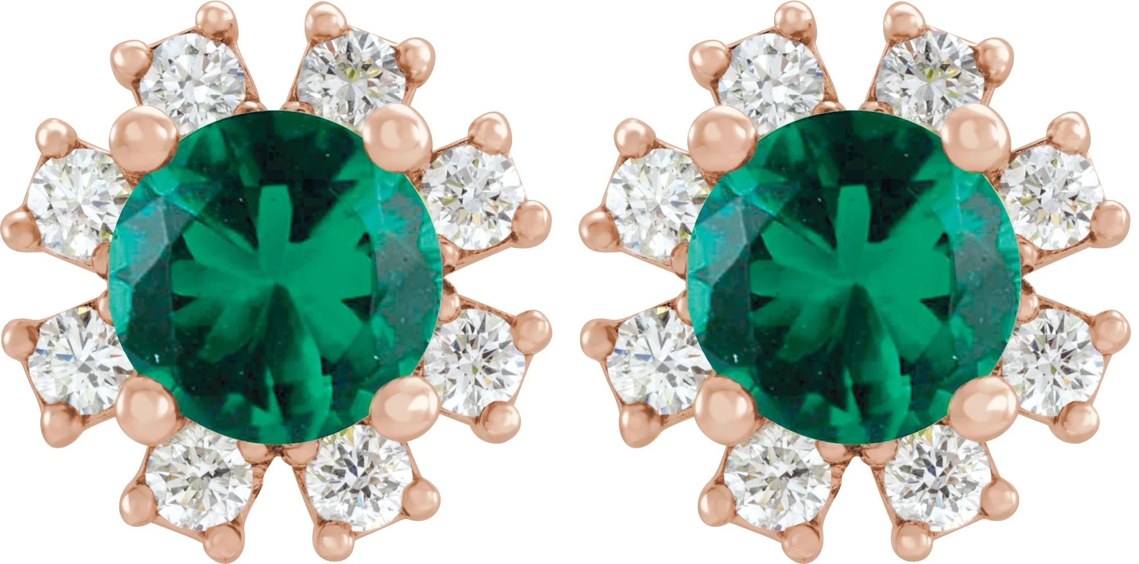 14K Rose Lab-Grown Emerald & 1/2 CTW Natural Diamond Earrings 2000028:6222:P