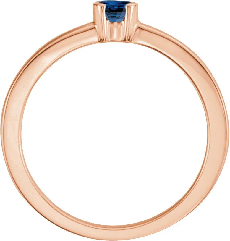 14K Rose Lab-Grown Blue Sapphire Family Stackable Ring 71356:6066:P