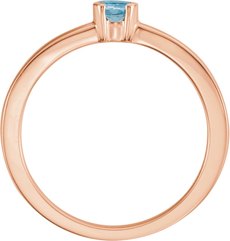 14K Rose Natural Aquamarine Family Stackable Ring 71356:6010:P