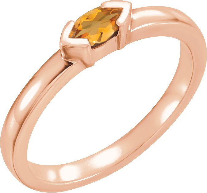 14K Rose Natural Citrine Family Stackable Ring 71354:6038:P