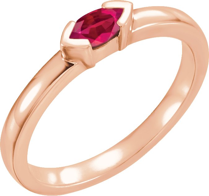 14K Rose Lab-Grown Ruby Family Stackable Ring 71354:6058:P