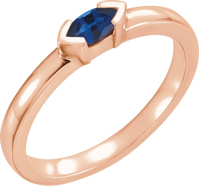 14K Rose Natural Blue Sapphire Family Stackable Ring 71354:6030:P