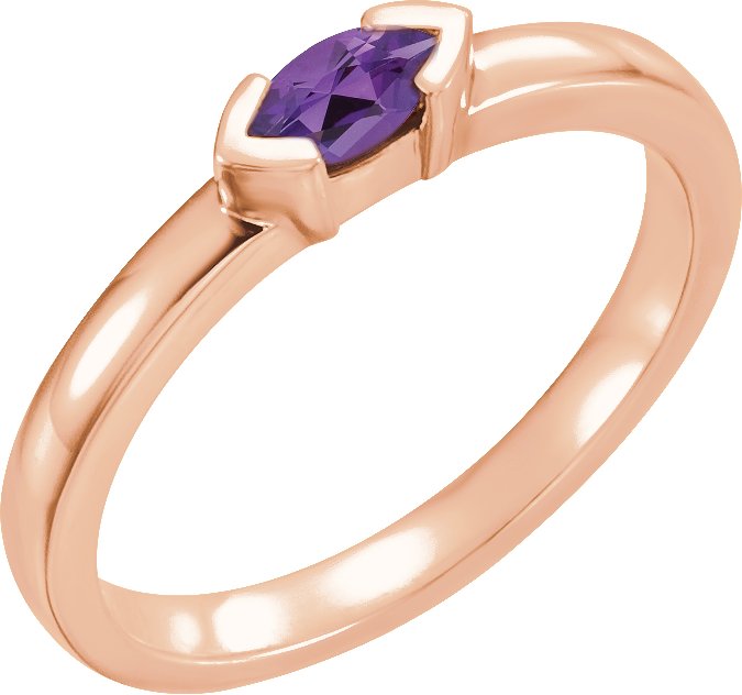 14K Rose Natural Amethyst Family Stackable Ring 71354:6006:P
