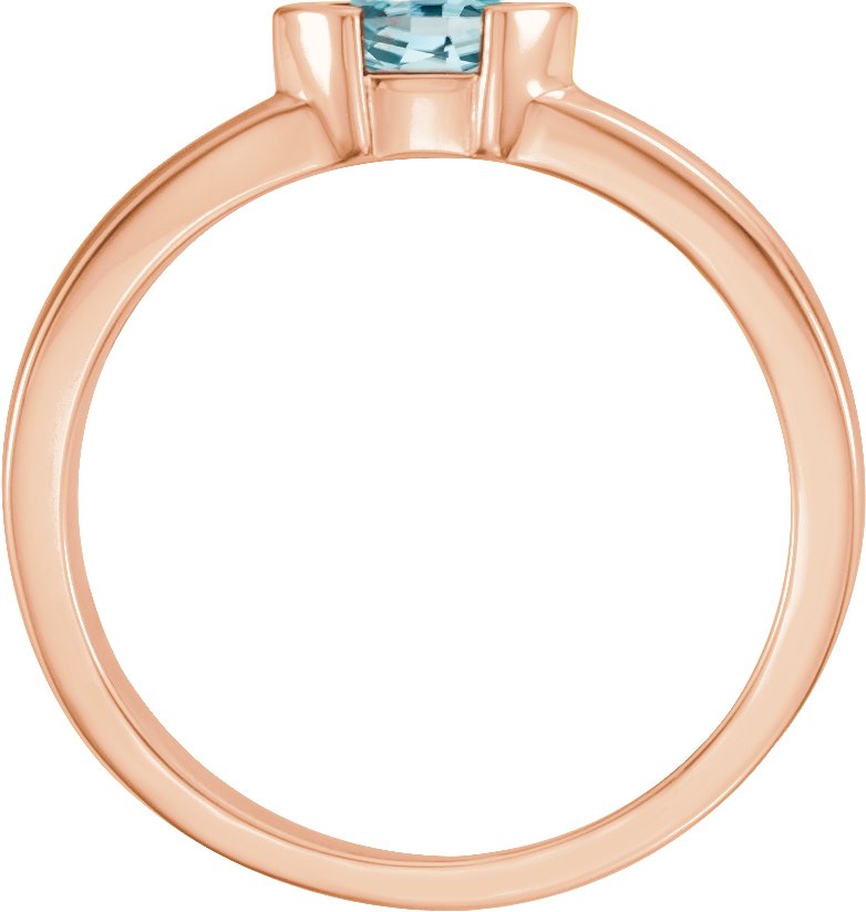 14K Rose Natural Blue Zircon Family Stackable Ring 71354:6042:P