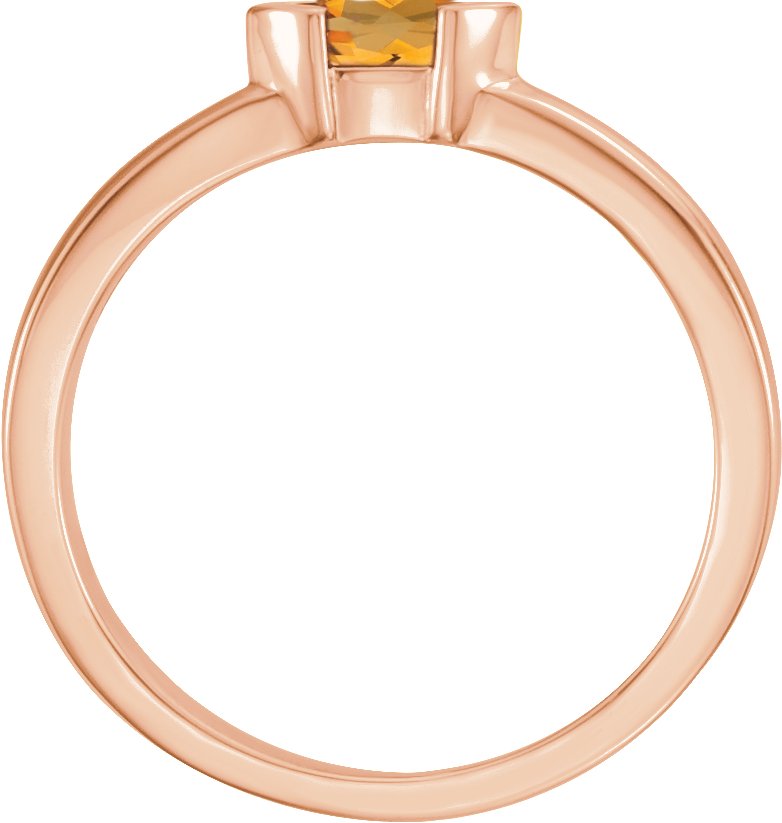 14K Rose Natural Citrine Family Stackable Ring 71354:6038:P