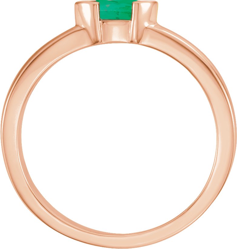 14K Rose Natural Emerald Family Stackable Ring 71354:6018:P