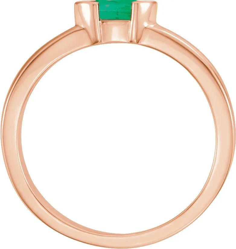 14K Rose Lab-Grown Emerald Family Stackable Ring 71354:6050:P