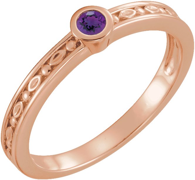 14K Rose Natural Amethyst Family Stackable Ring 71298:6006:P