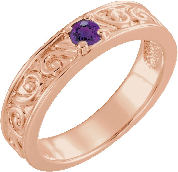 14K Rose Natural Amethyst Family Stackable Ring 71469:6006:P
