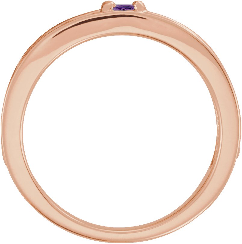 14K Rose Natural Amethyst Family Stackable Ring 71469:6006:P