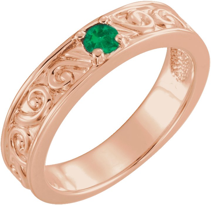 14K Rose Natural Emerald Family Stackable Ring 71469:6018:P