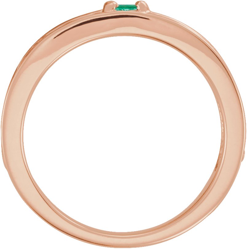 14K Rose Natural Emerald Family Stackable Ring 71469:6018:P