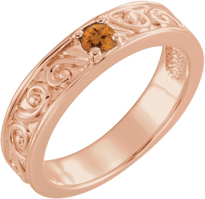 14K Rose Natural Citrine Family Stackable Ring 71469:6042:P