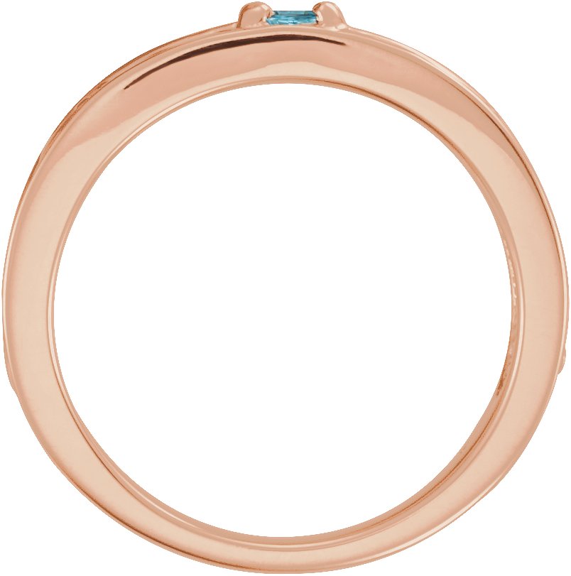 14K Rose Natural Blue Zircon Family Stackable Ring 71469:6046:P