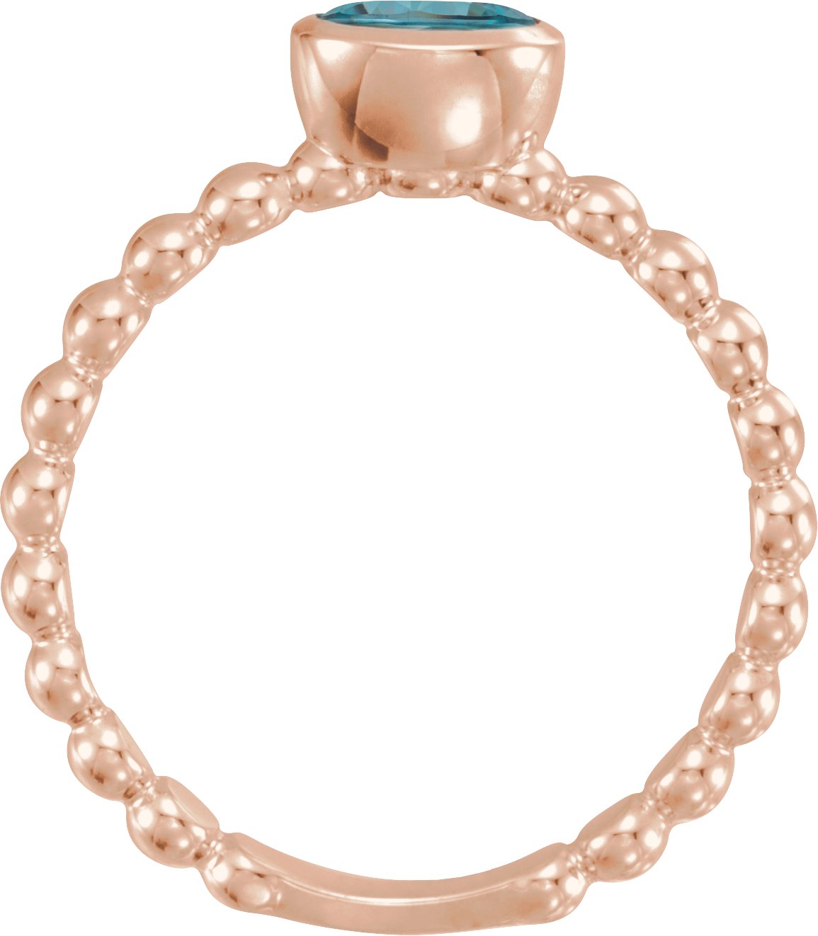 14K Rose Natural Blue Zircon Family Stackable Ring 71623:6042:P